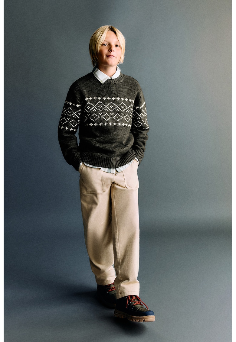 Плетен пуловер Jacquard Mango