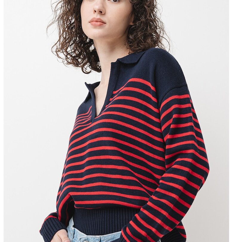 Плетен пуловер на райе Pepe Jeans London