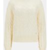 Плетен пуловер с вълна с рипсен подгъв GUESS