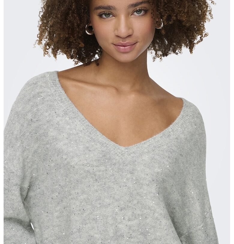 Плетен пуловер с шпиц Only