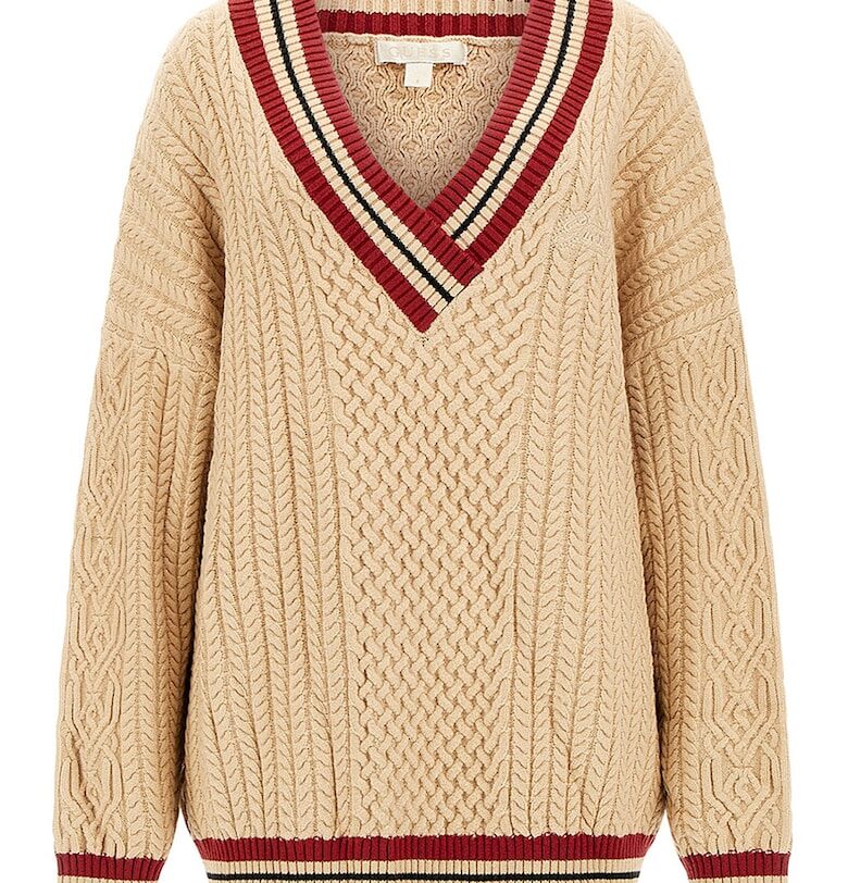 Плетен шпиц пуловер GUESS