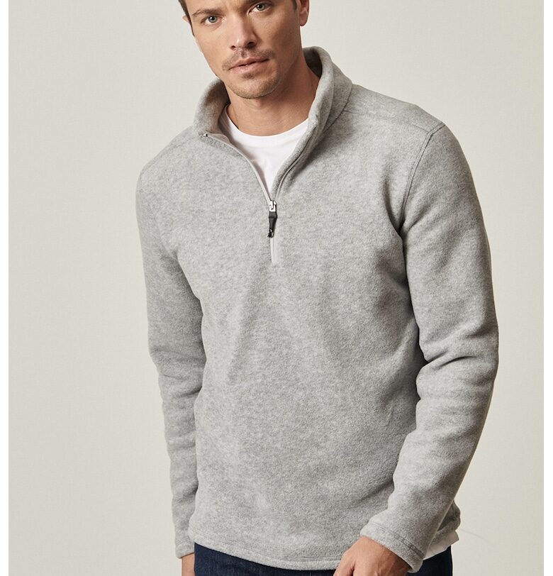 Поларен суитшърт с къс цип - Сив меланж - ACCo