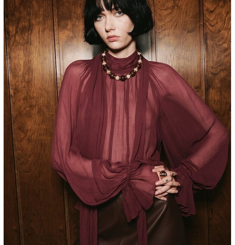 Полупрозрачна ефирна блуза Mango