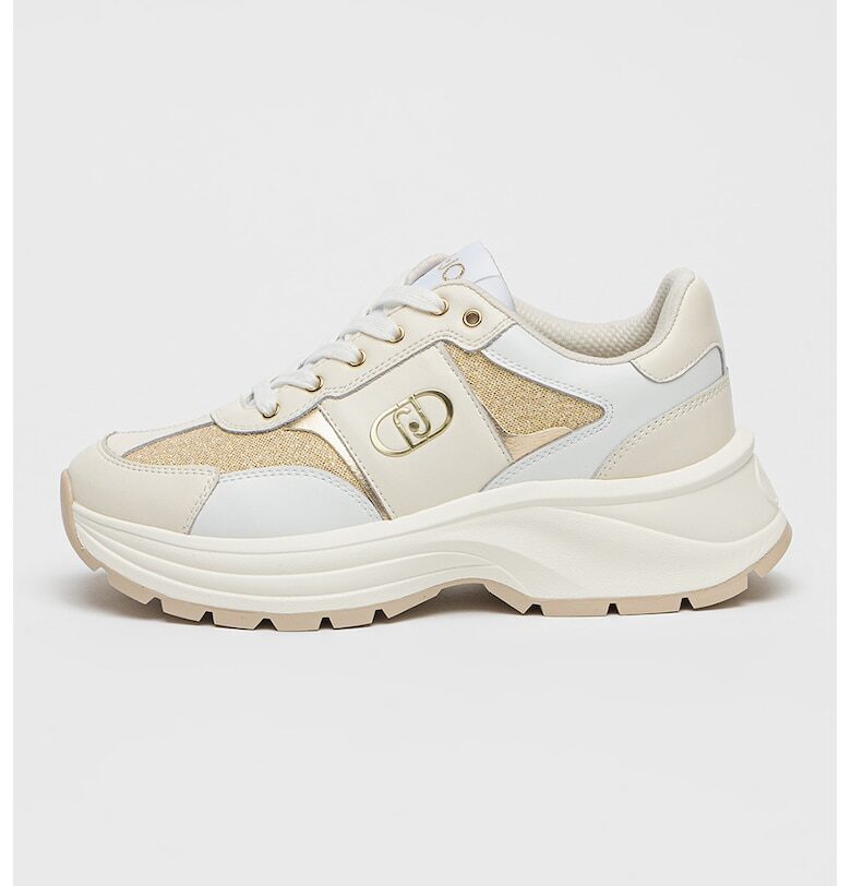 Полускосен кожени маратонки с бляскав ефект Liu Jo