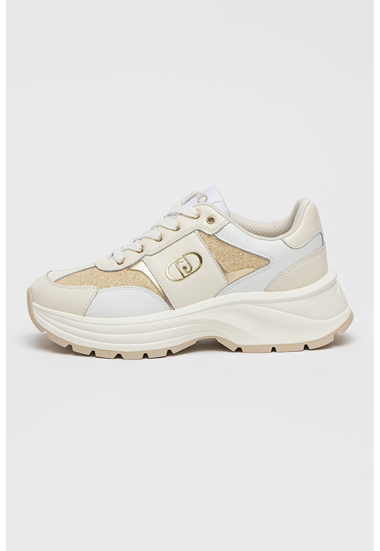 Полускосен кожени маратонки с бляскав ефект Liu Jo