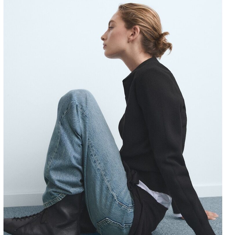 Прави дънки с миди талия Mango