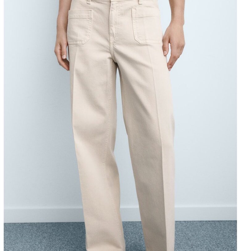 Прави дънки с пришити джобове Mango