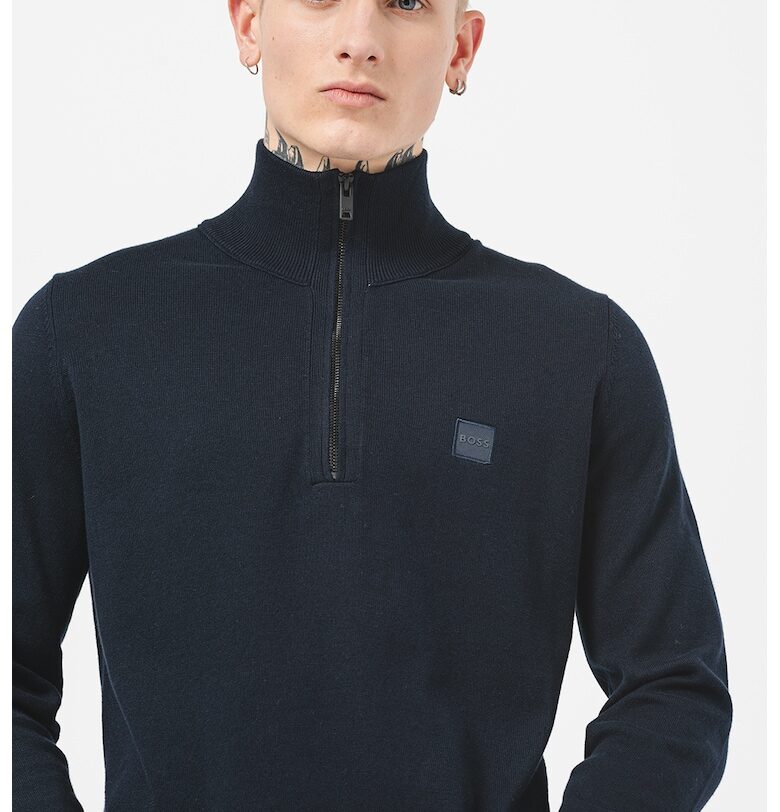 Пуловер Kanobix с цип и висока яка BOSS