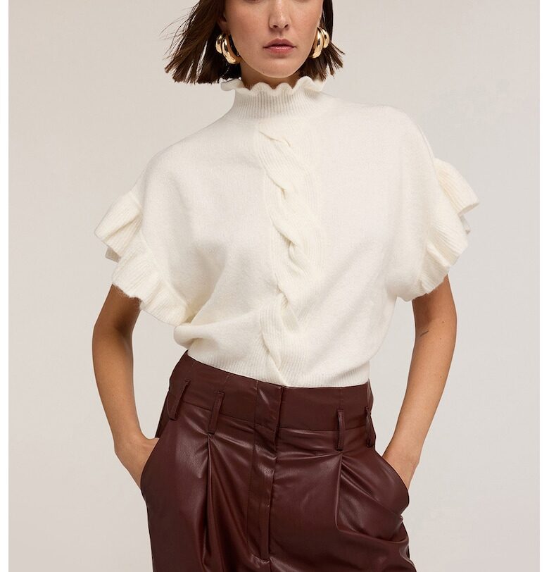 Пуловер с вълна с вълнообразни краища Motivi