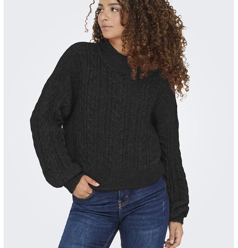 Пуловер с вълна с плетка осморка Only