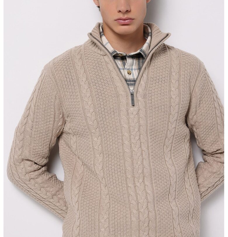 Пуловер с вълна с цип COLINS