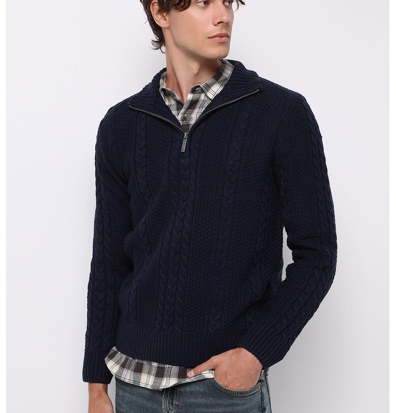 Пуловер с вълна с цип COLINS