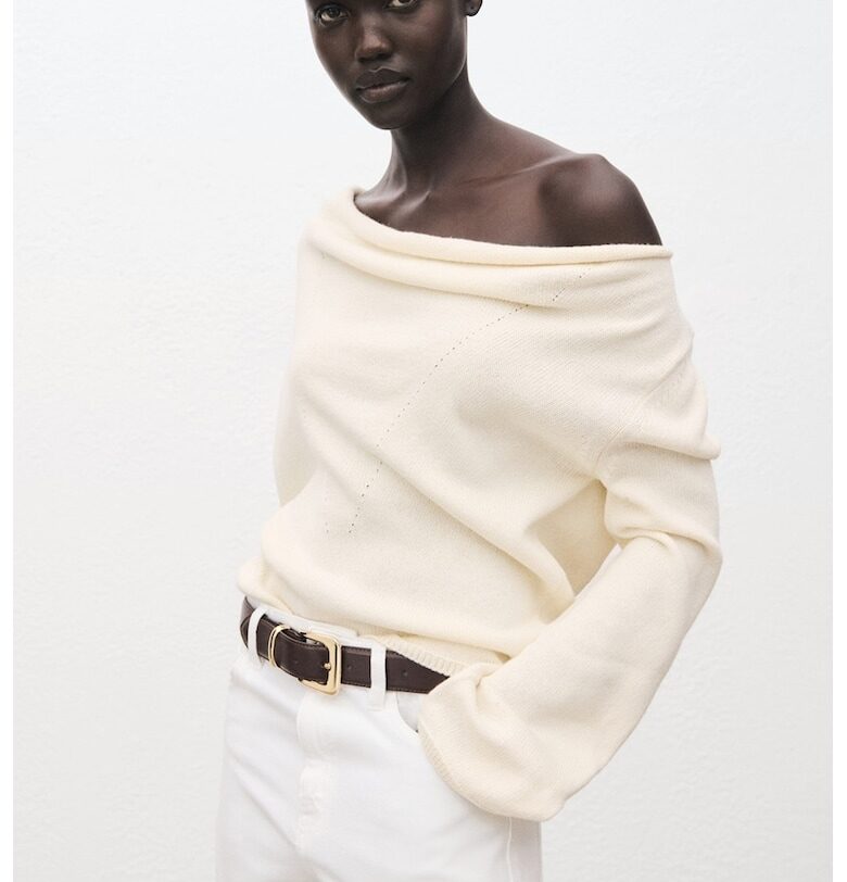 Пуловер с едно рамо с вълна Mango