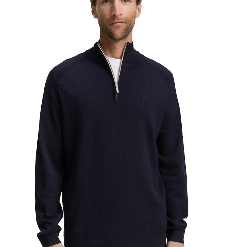 Пуловер с къс цип Tom Tailor