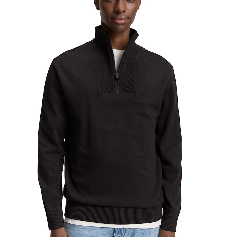 Пуловер с къс цип Tom Tailor