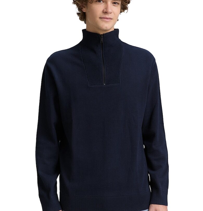 Пуловер с къс цип Tom Tailor