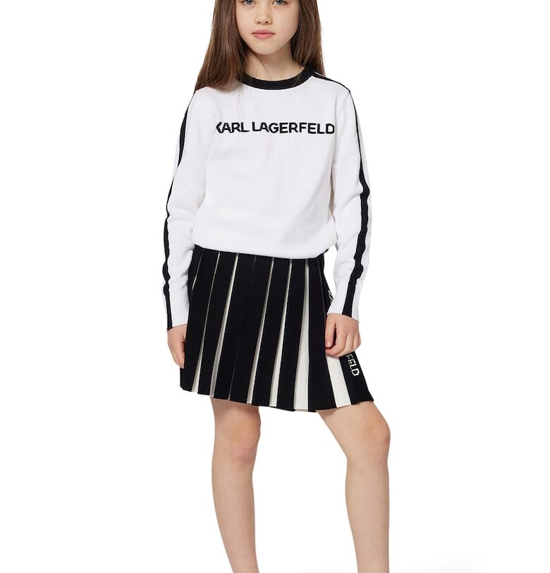 Пуловер с овално деколте и лого KARL LAGERFELD KIDS