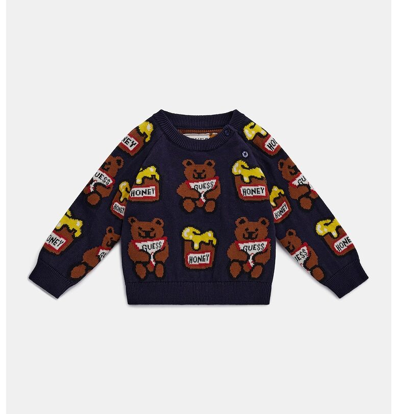 Пуловер с овално деколте и принт GUESS KIDS