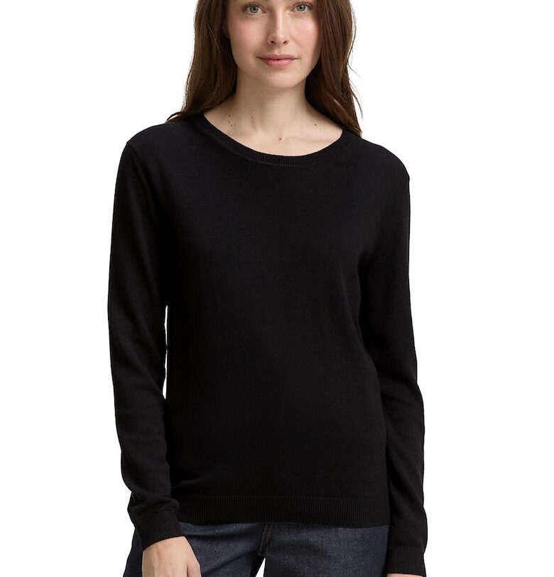 Пуловер с памук с овално деколте Tom Tailor