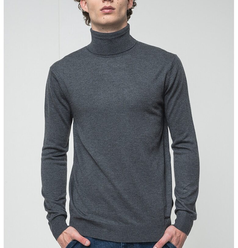 Пуловер с поло с вълна GUESS