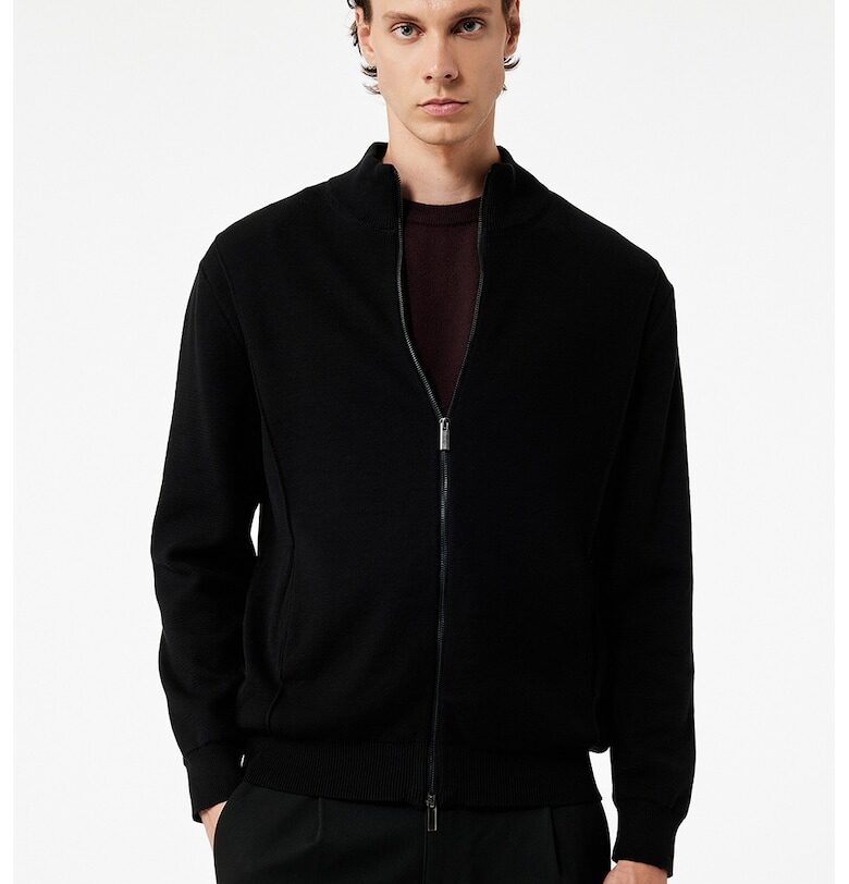 Пуловер с цип и еластични маншети KOTON