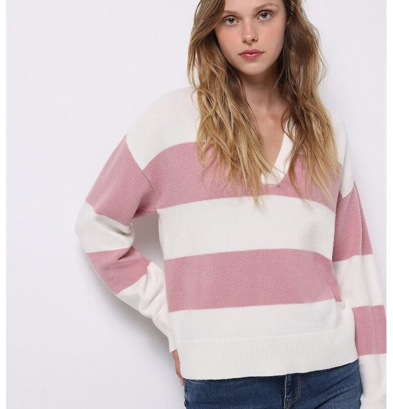 Пуловер с яка и райе COLINS