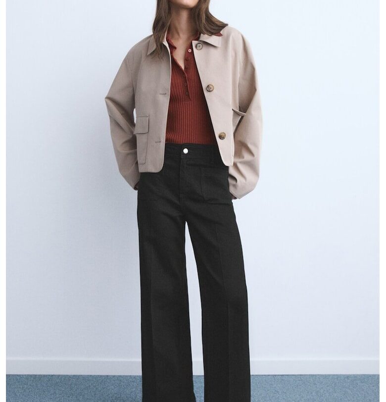 Разкроени дънки с пришити джобове Mango