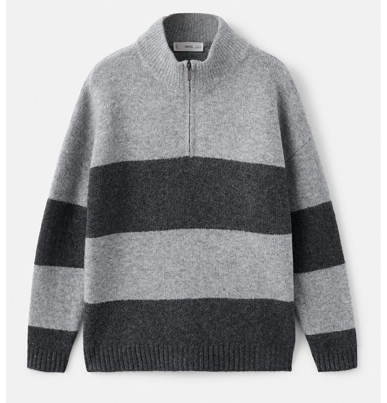 Раиран пуловер с къс цип Mango