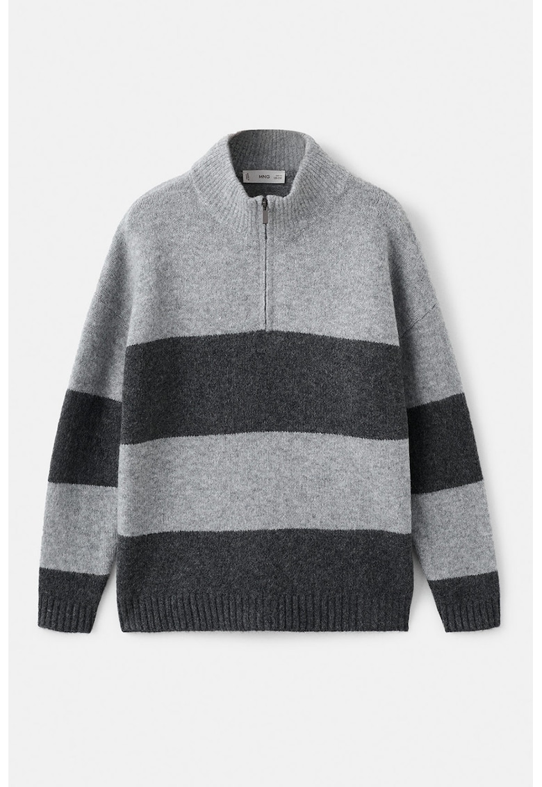 Раиран пуловер с къс цип Mango