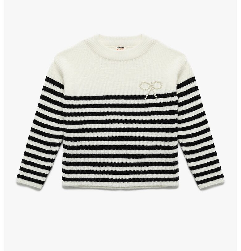 Раиран пуловер с панделка с мъниста KOTON