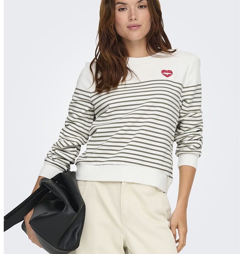 Раиран суитшърт с овално деколте Only