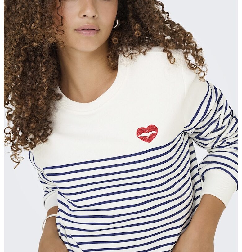 Раиран суитшърт с овално деколте Only