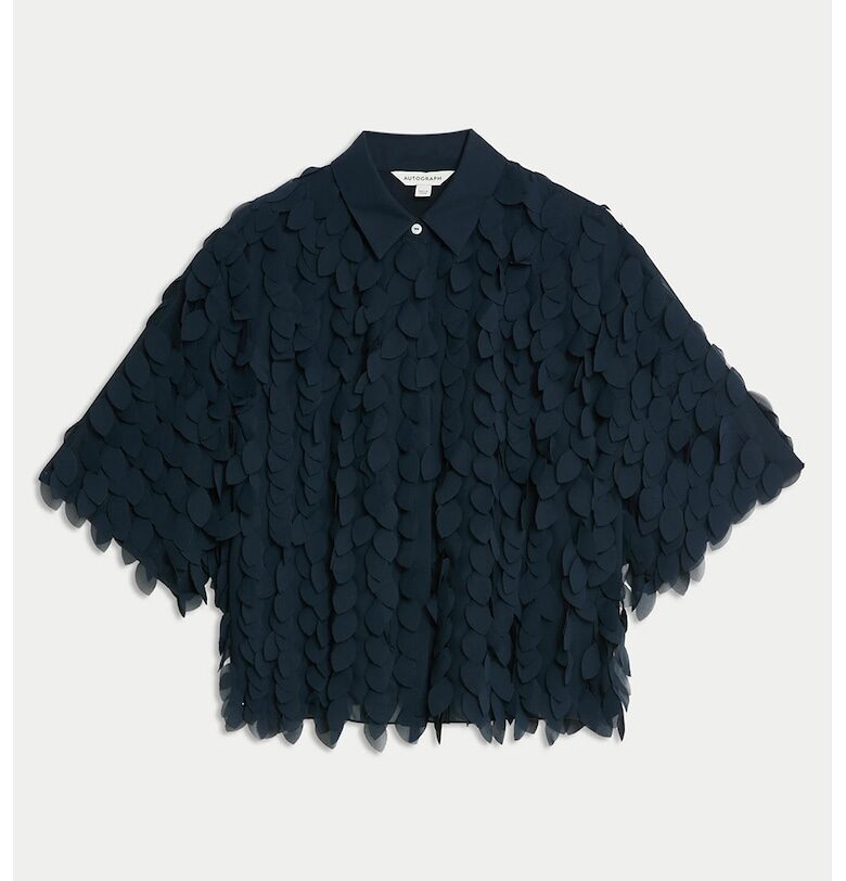 Релефна риза със среднодълги ръкави Marks  Spencer