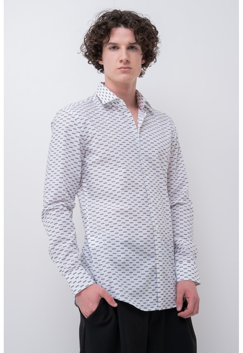 Риза Keno с дълги ръкави и десен HUGO