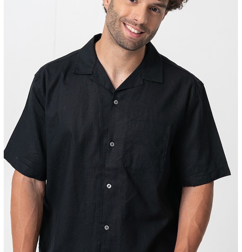 Риза с лен с къси ръкави GAP