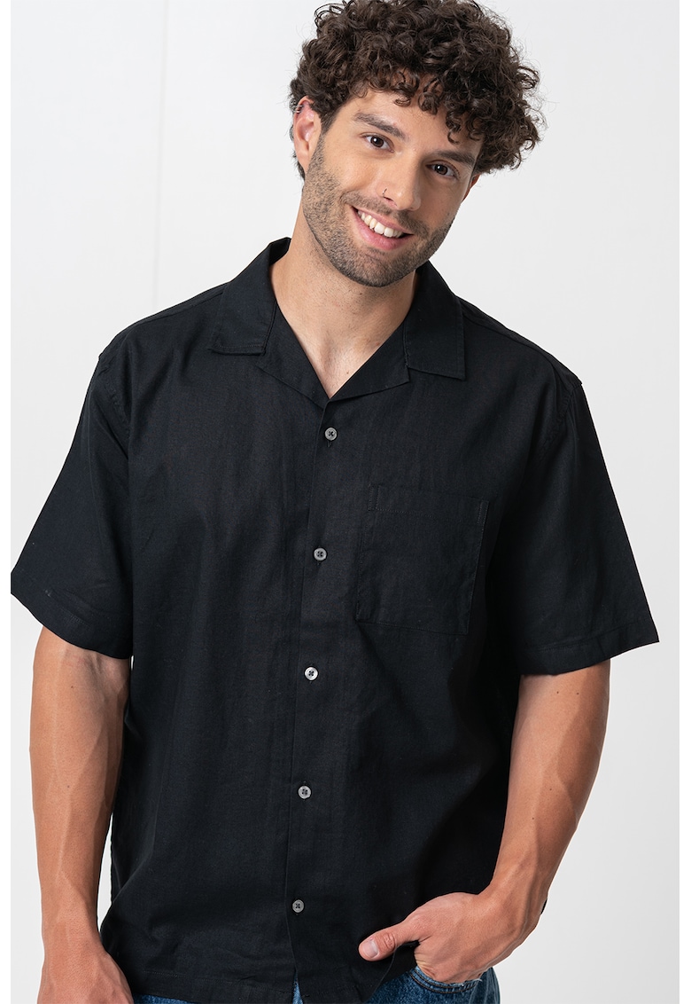 Риза с лен с къси ръкави GAP