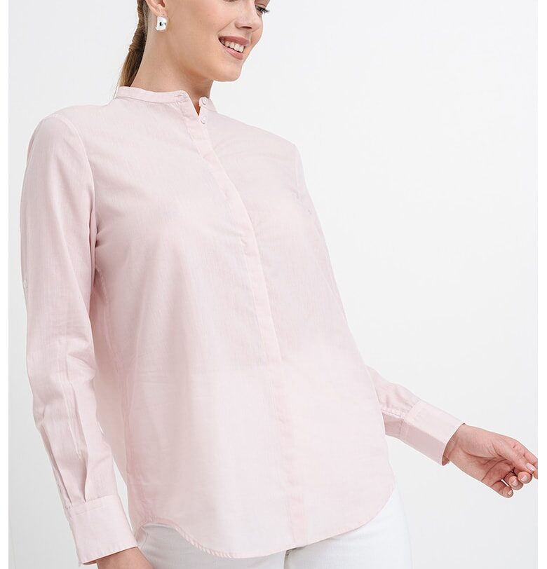 Риза с лиосел и малка овална яка BOSS