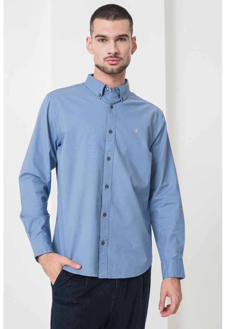 Риза с памук с копчета на яката CALVIN KLEIN JEANS