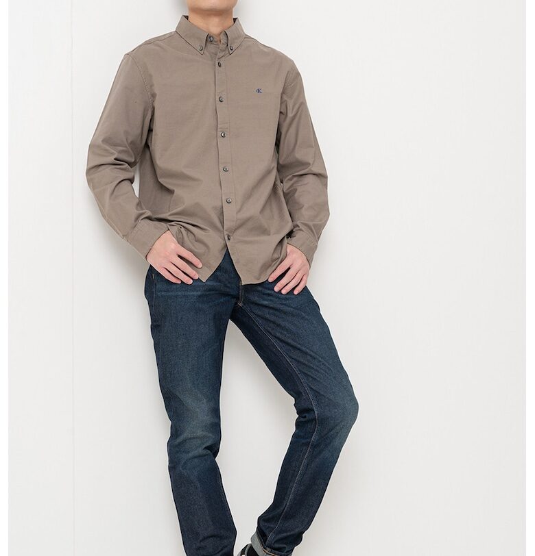 Риза с памук с копчета на яката CALVIN KLEIN JEANS