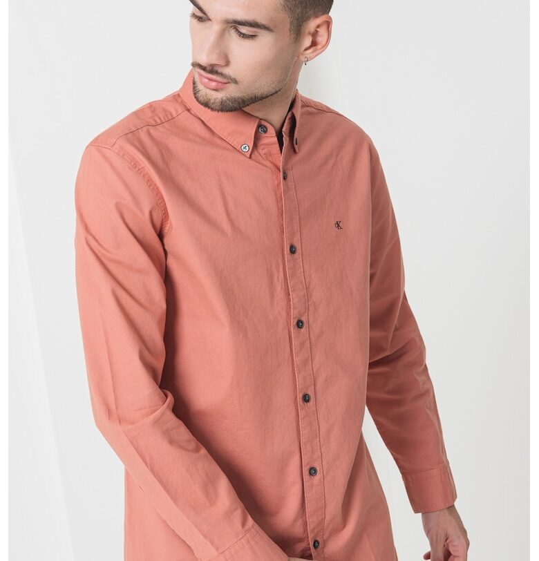 Риза с памук с копчета на яката CALVIN KLEIN JEANS