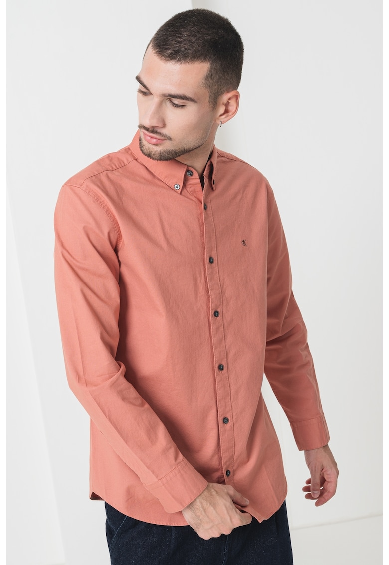 Риза с памук с копчета на яката CALVIN KLEIN JEANS