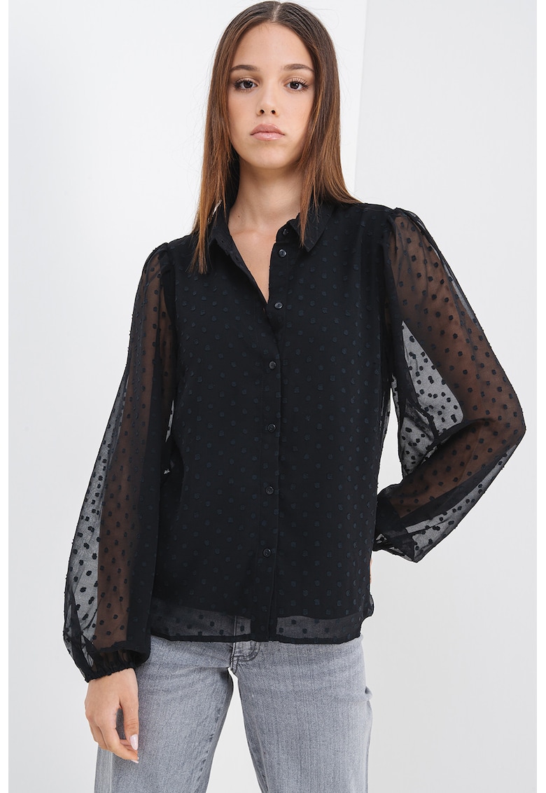 Риза с прозрачни и бухнали ръкави Vila
