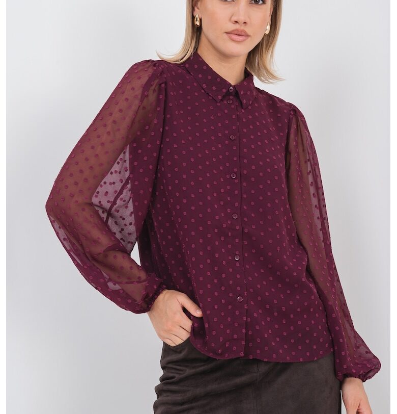 Риза с прозрачни и бухнали ръкави Vila