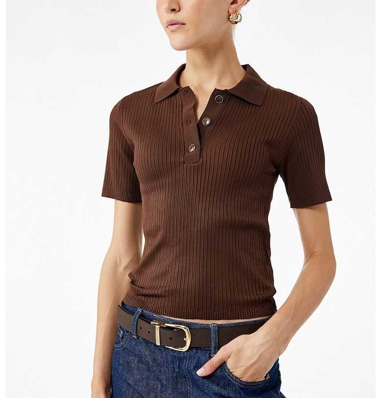 Рипсен пуловер с къси ръкави KOTON