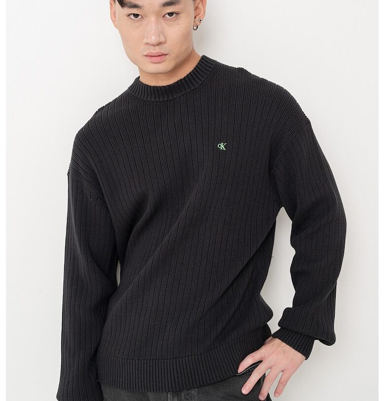 Рипсен пуловер с лого CALVIN KLEIN JEANS