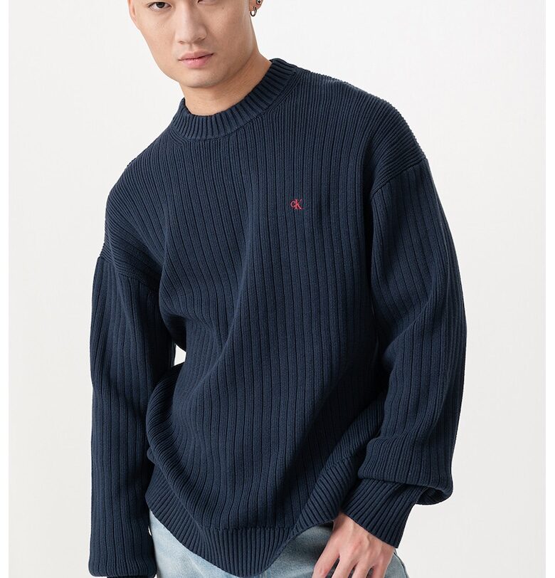 Рипсен пуловер с лого CALVIN KLEIN JEANS