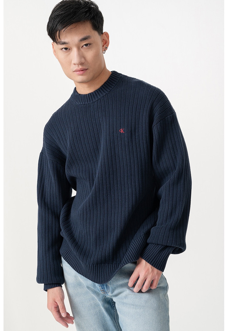 Рипсен пуловер с лого CALVIN KLEIN JEANS