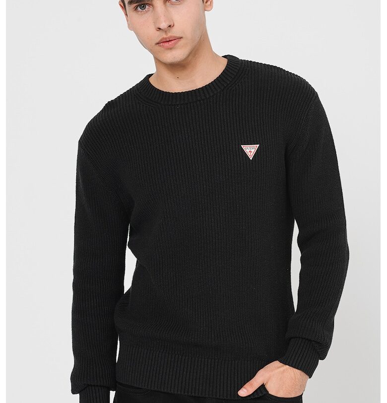 Рипсен пуловер с лого GUESS JEANS