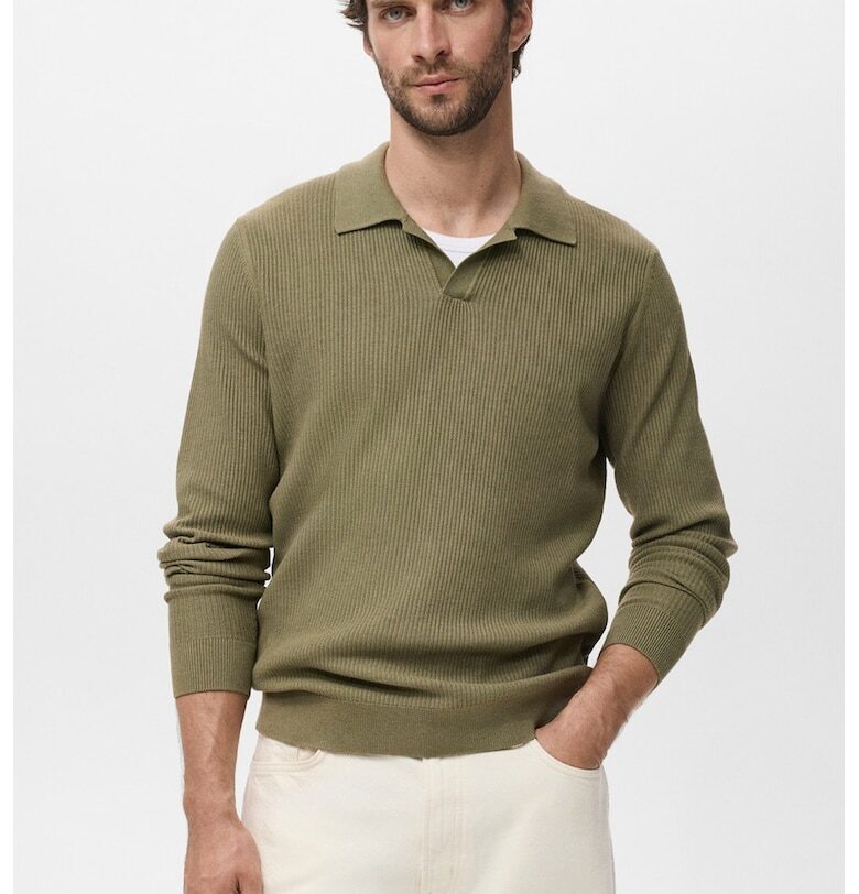 Рипсен пуловер с памук Mango