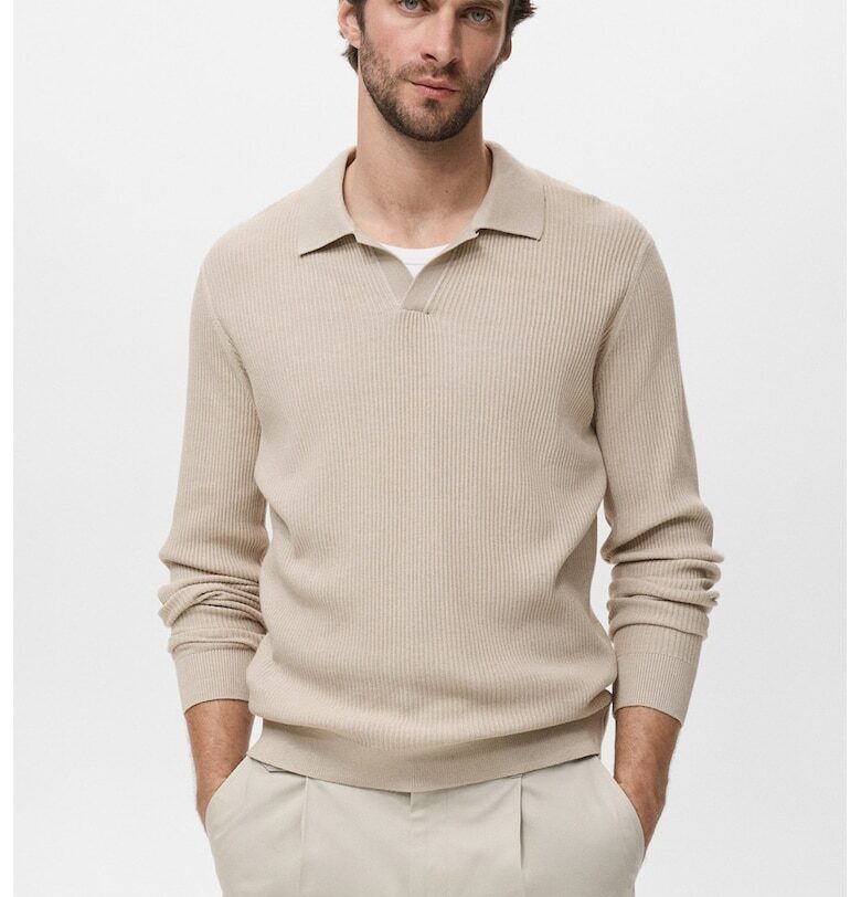 Рипсен пуловер с памук Mango